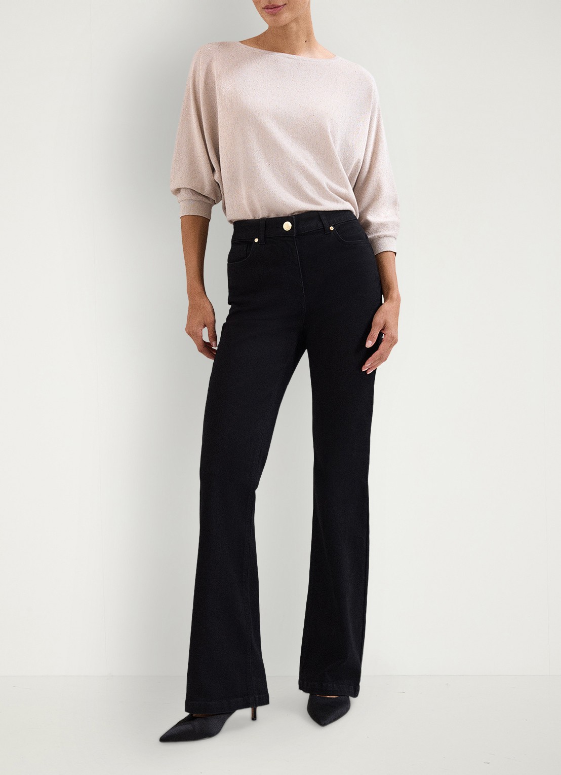 Phase Eight Sequin fijngebreide trui met lurex - voorkant 2 creme