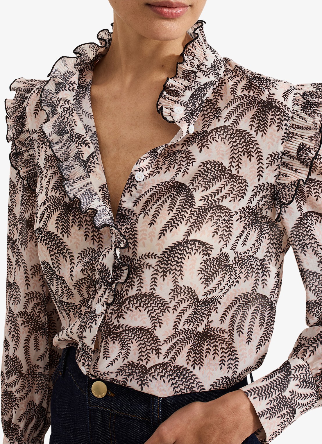 Phase Eight Serena blouse met bladprint - detail 5 creme