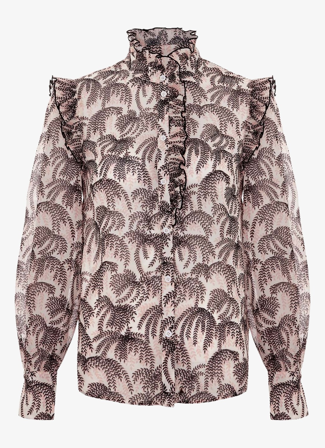 Phase Eight Serena blouse met bladprint - voorkant creme