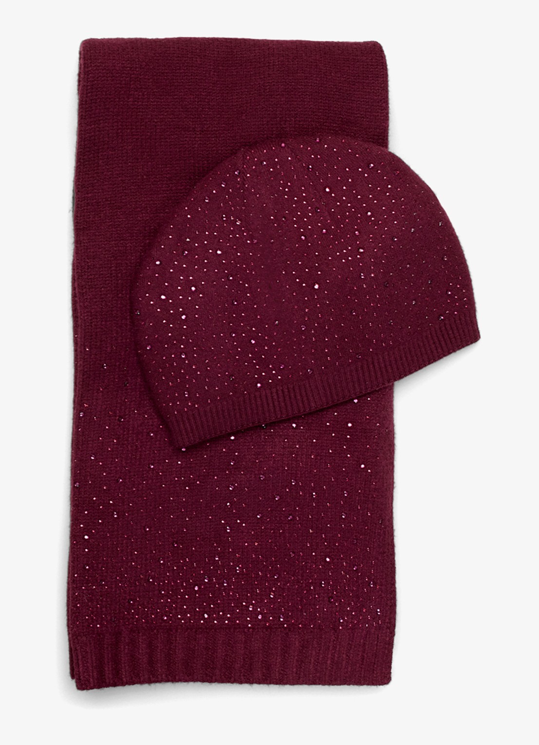 Phase Eight Set van sjaal en muts met strass 2-delig - detail 3 bordeauxrood