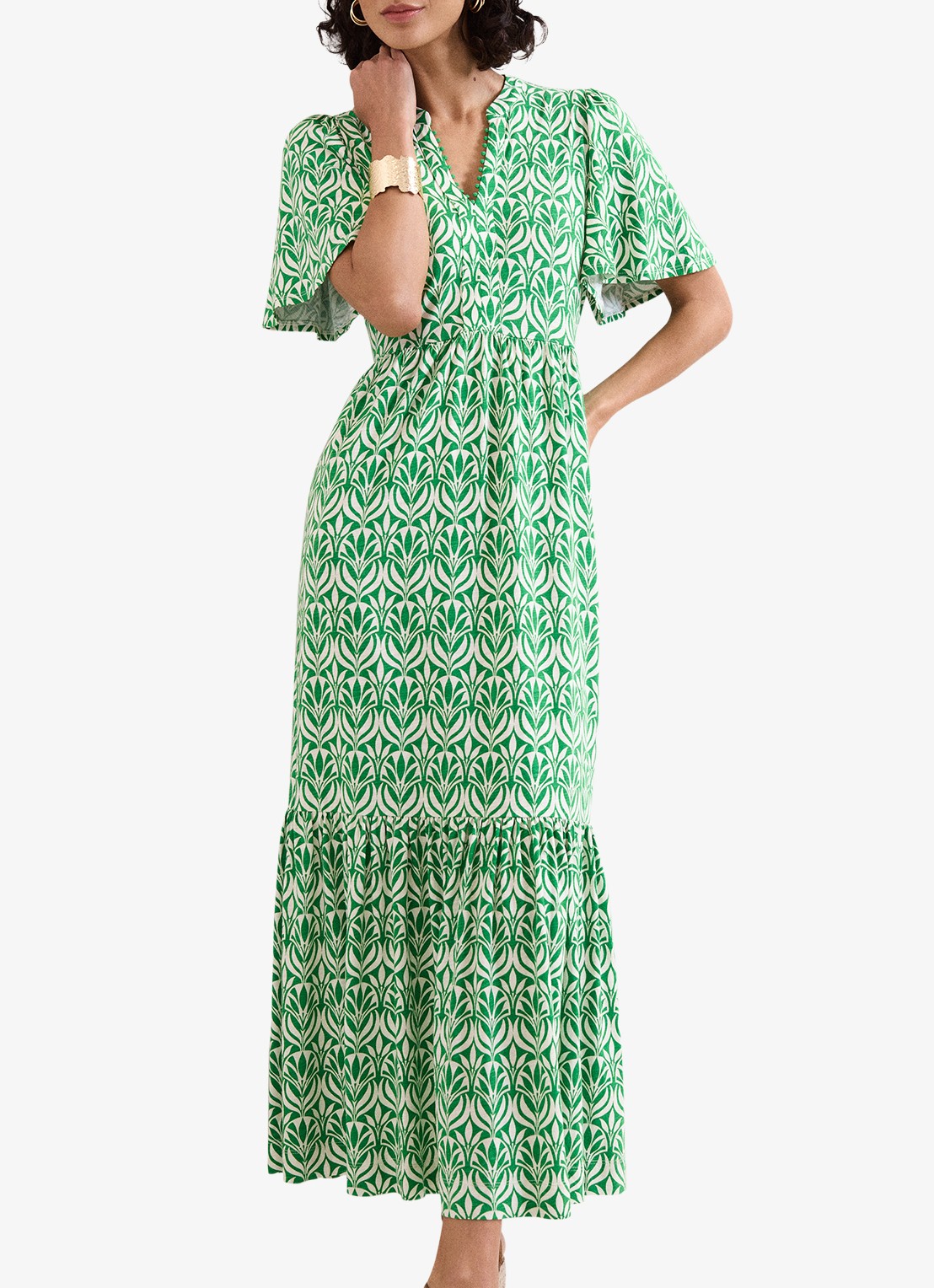 Phase Eight Shakira midi jurk met grafische print - detail 4 groen