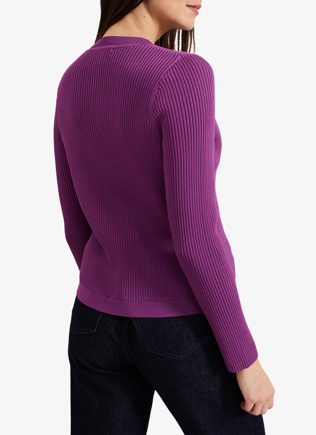 Phase Eight Sharna ribgebreid vest - achterkant 3 paars