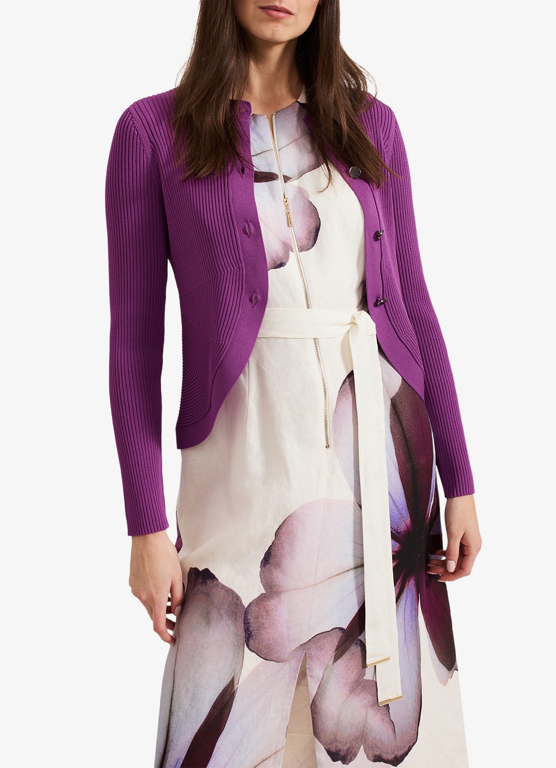 Phase Eight Sharna ribgebreid vest - detail 6 paars