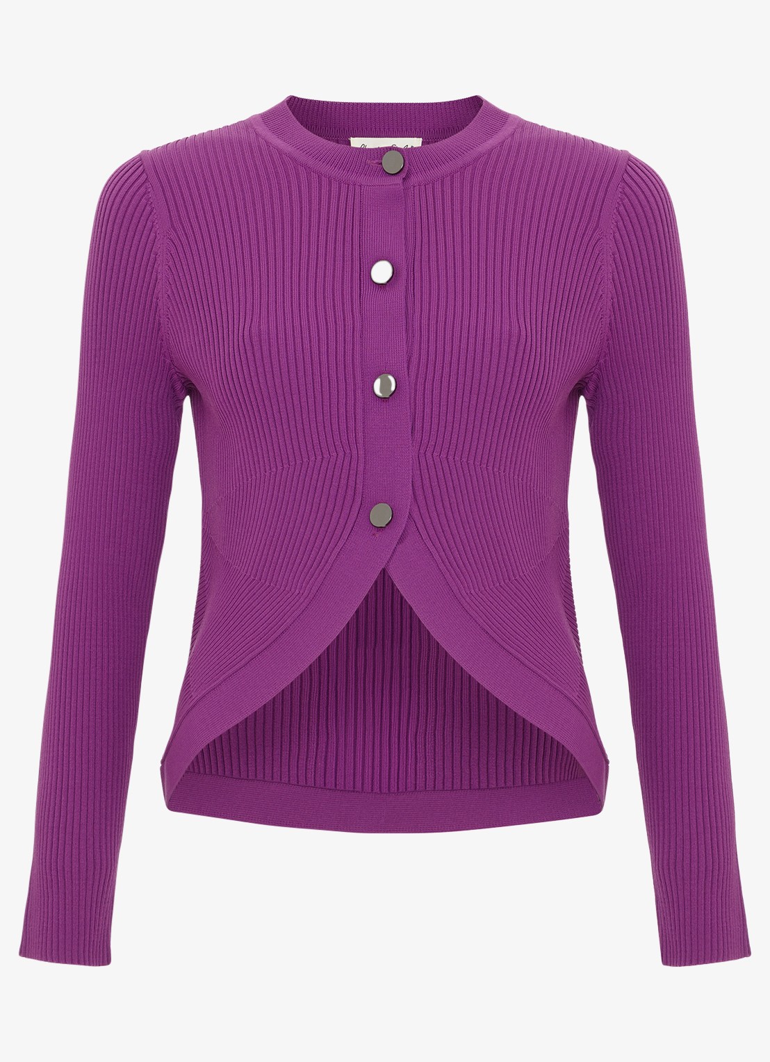 Phase Eight Sharna ribgebreid vest - voorkant paars