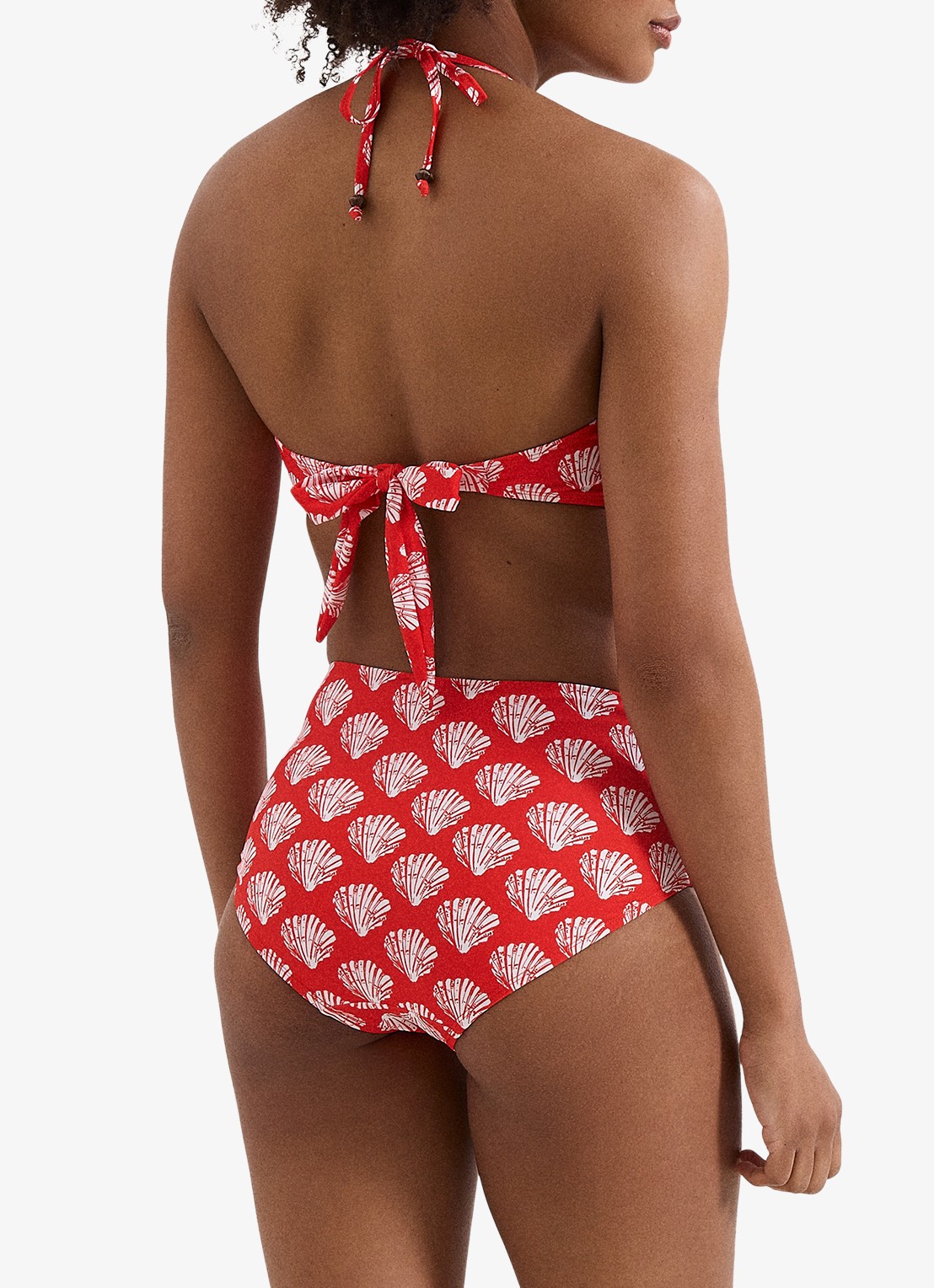 Phase Eight Shell high waisted bikinislip met print - achterkant rood