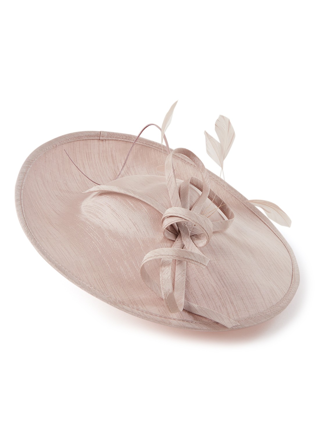 Phase Eight Sherby Twist Fascinator haarband met veren - voorkant taupe