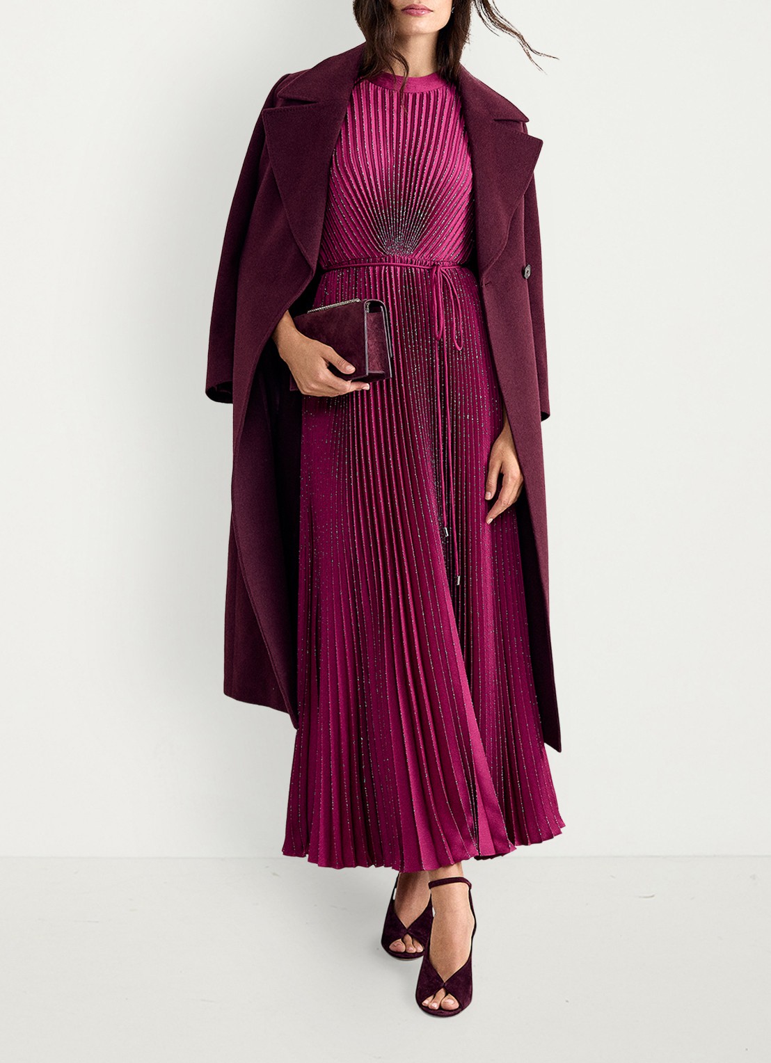 Phase Eight Simara maxi jurk met strass en plooien - detail 5 fuchsia