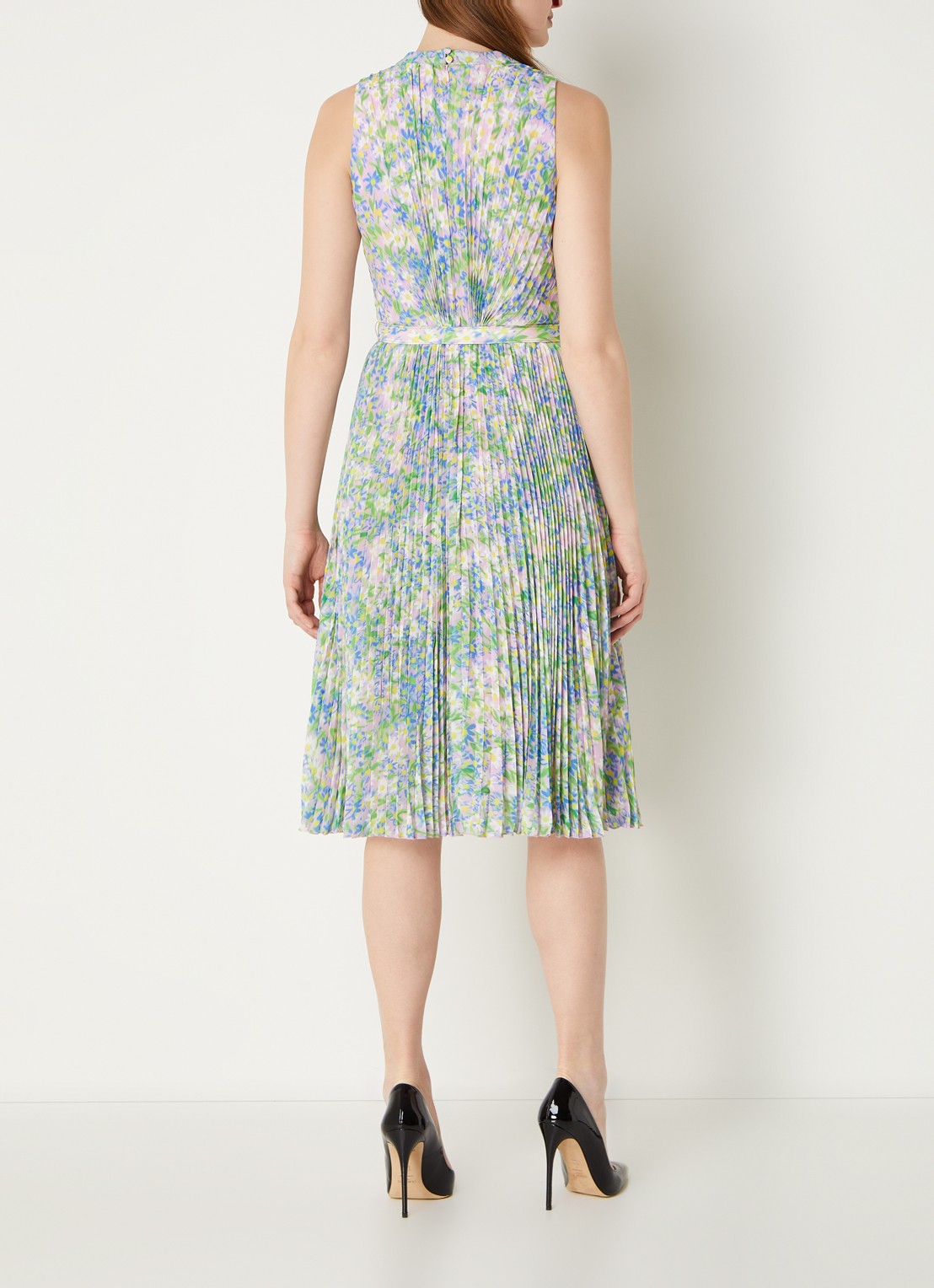 Phase Eight Simara midi jurk met plissé en bloemenprint - achterkant 4 lila