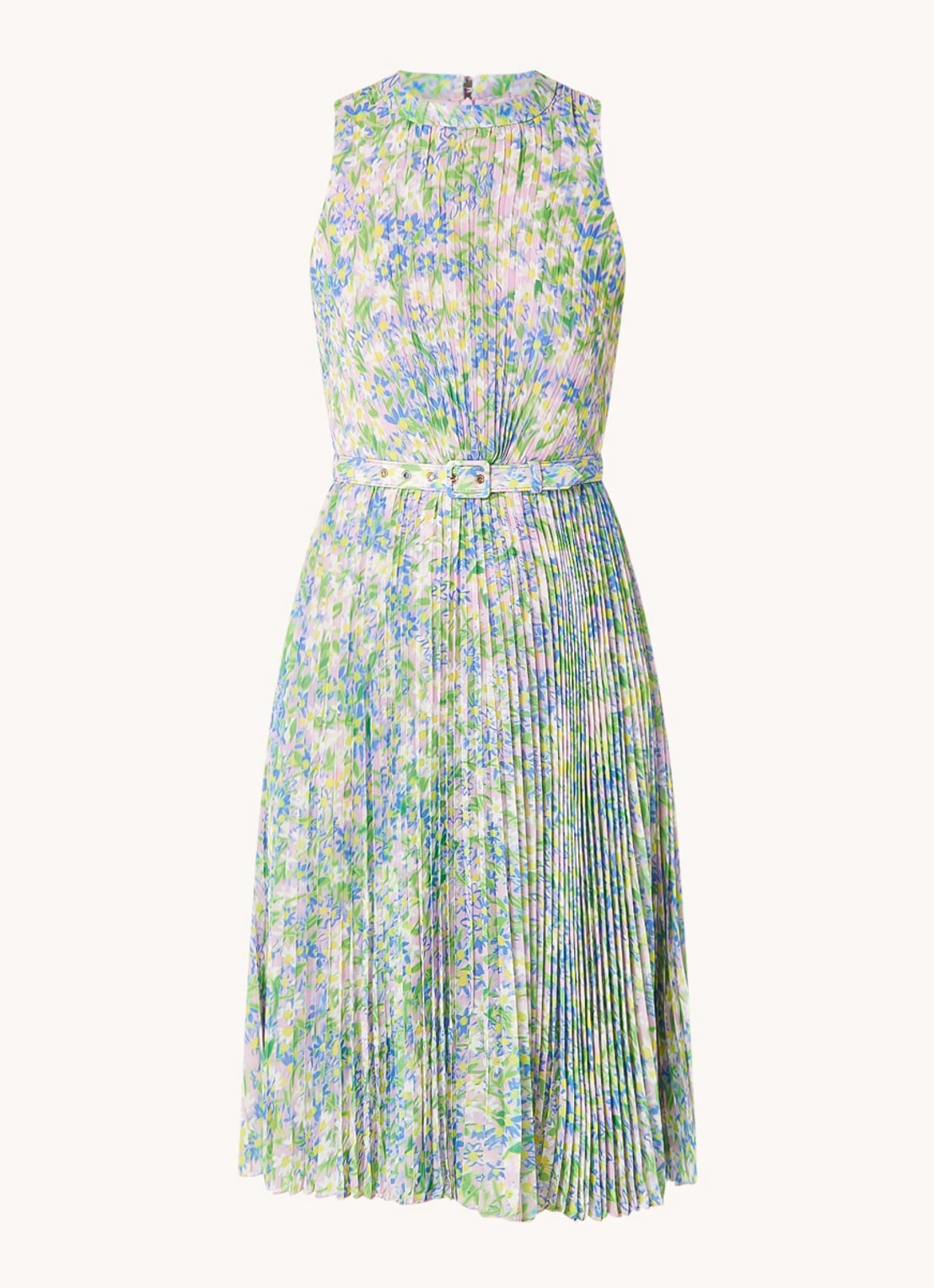 Phase Eight Simara midi jurk met plissé en bloemenprint - voorkant lila