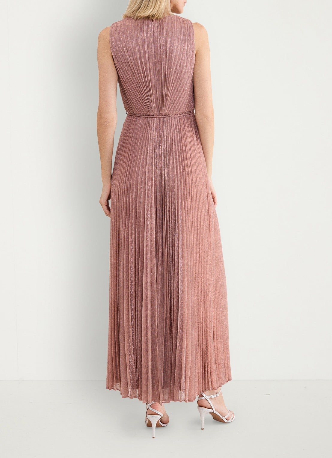 Phase Eight Simara midi jurk met plissé - achterkant 3 oudroze