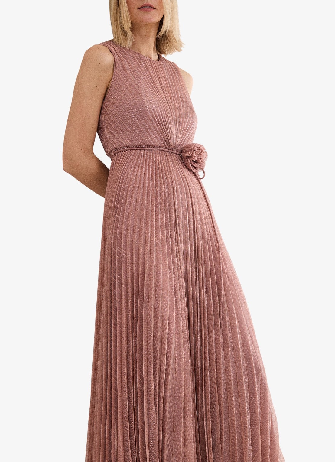 Phase Eight Simara midi jurk met plissé - detail 4 oudroze