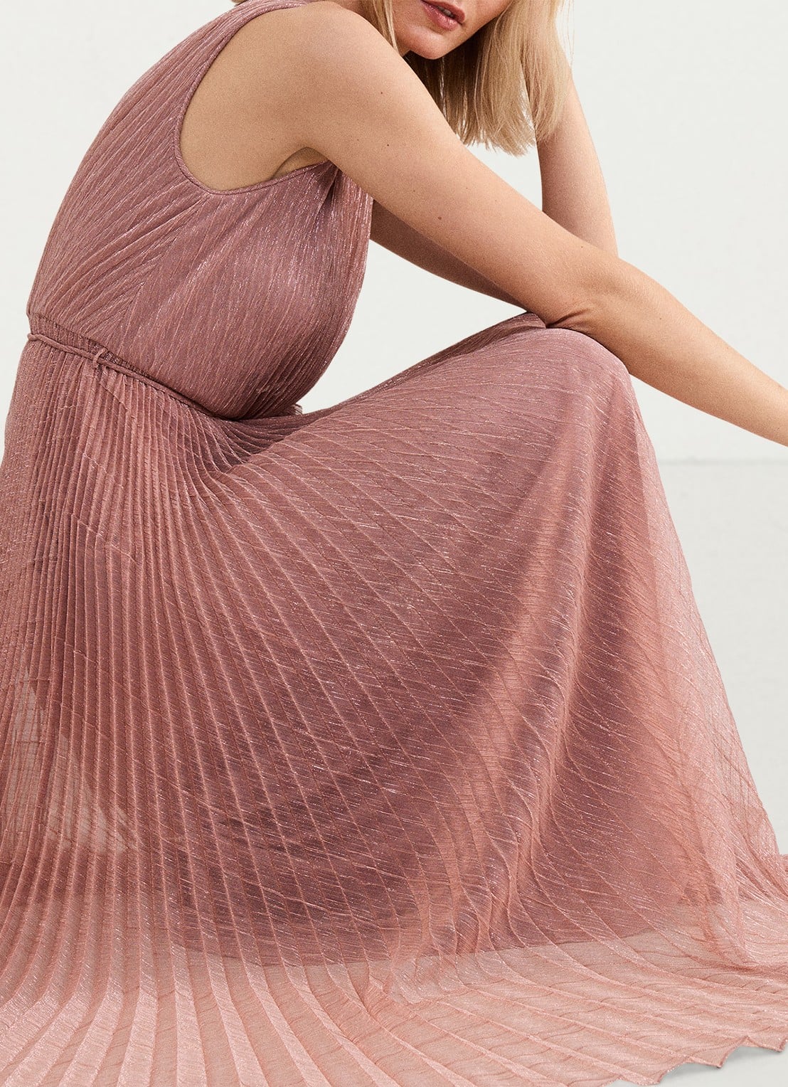 Phase Eight Simara midi jurk met plissé - detail 7 oudroze