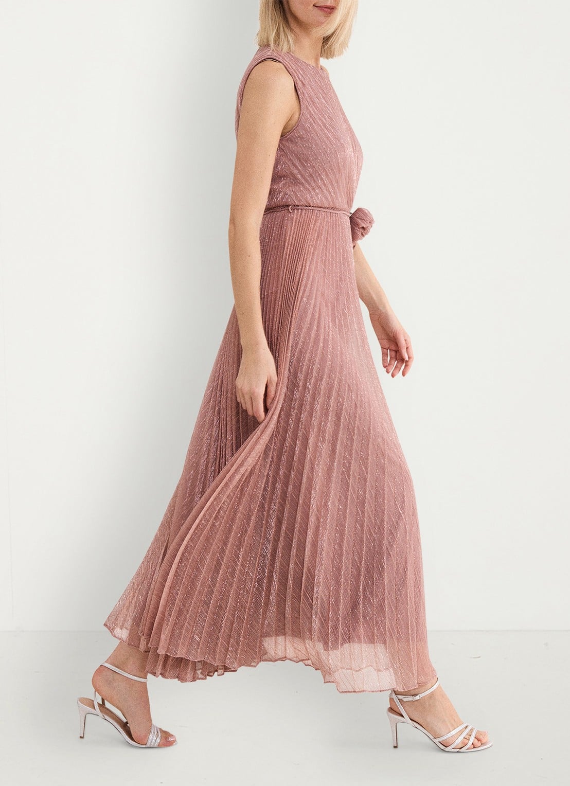 Phase Eight Simara midi jurk met plissé - detail 8 oudroze