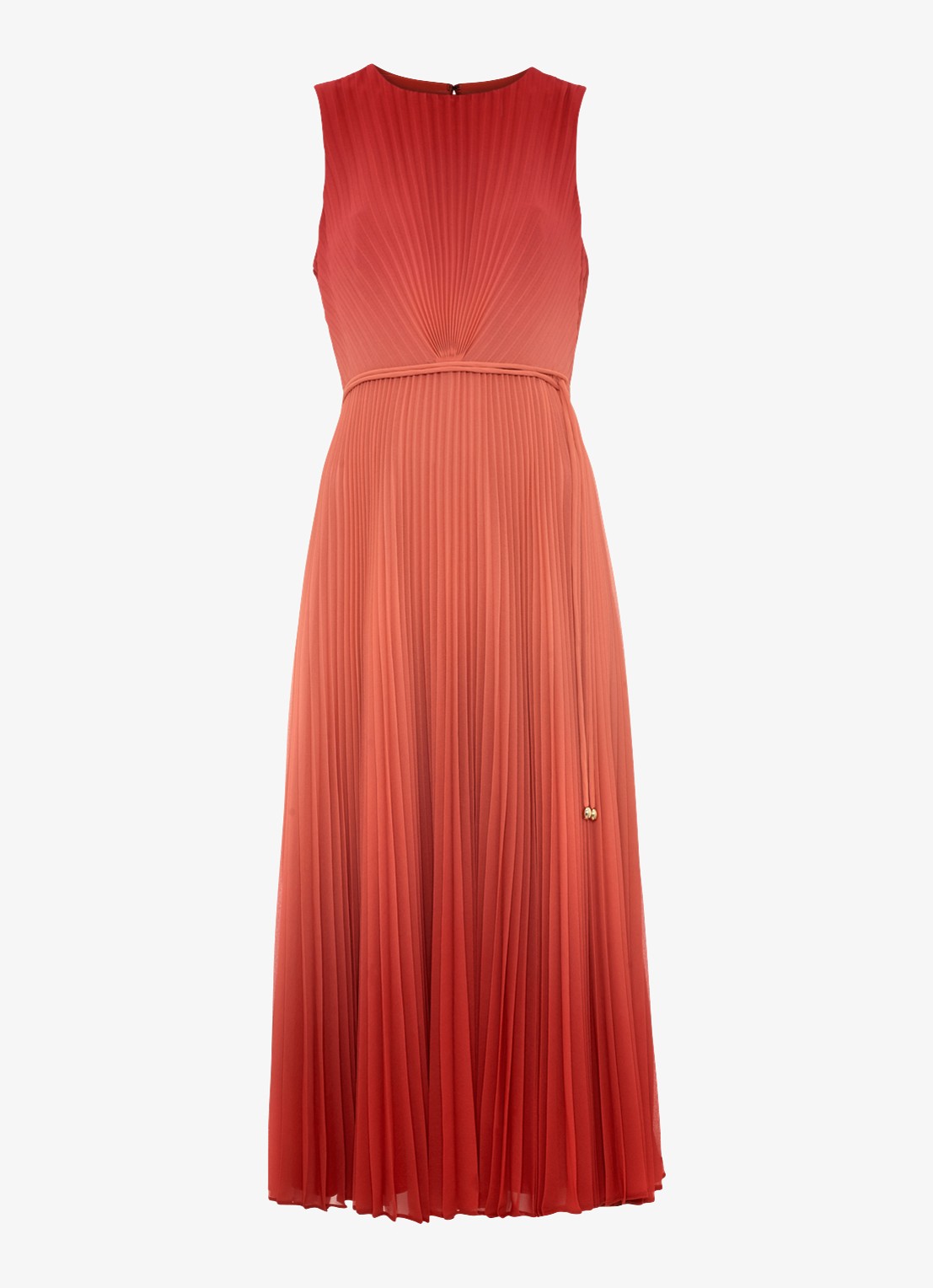 Phase Eight Simara midi jurk met strikceintuur - voorkant oranjerood