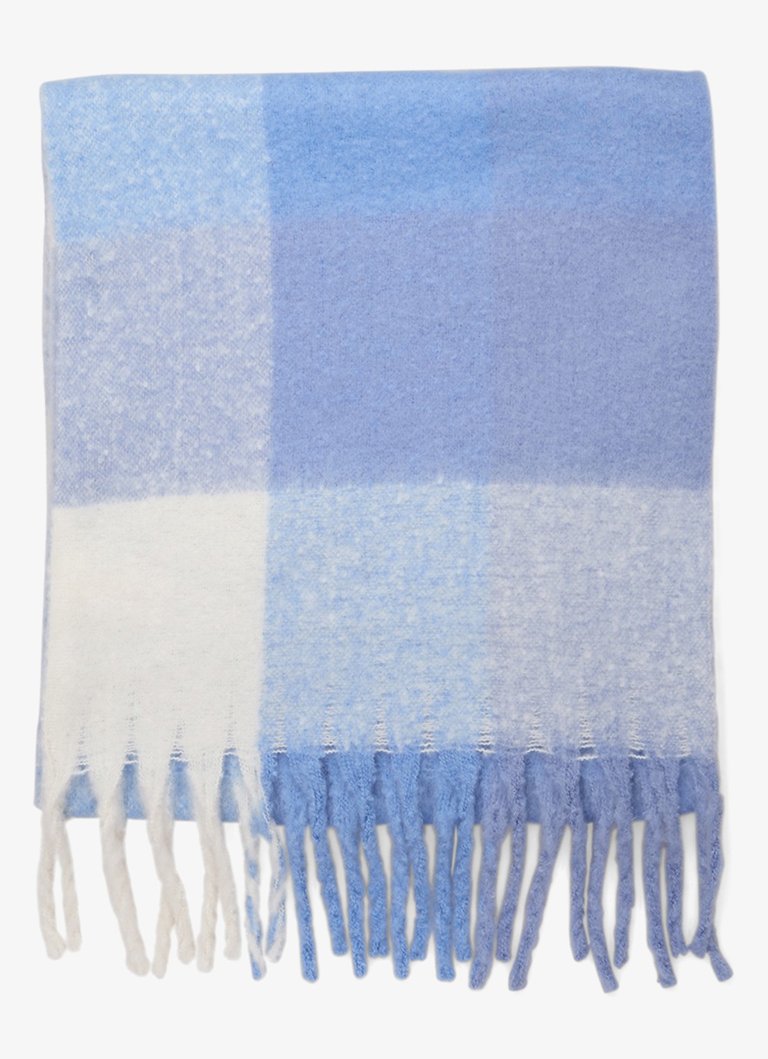 Phase Eight Sjaal met franjes en ruitdessin - voorkant 5 donkerblauw