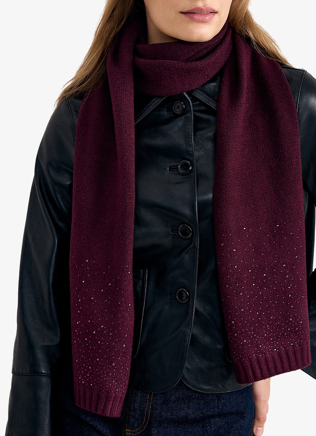 Phase Eight Sjaal met strass - detail 2 bordeauxrood