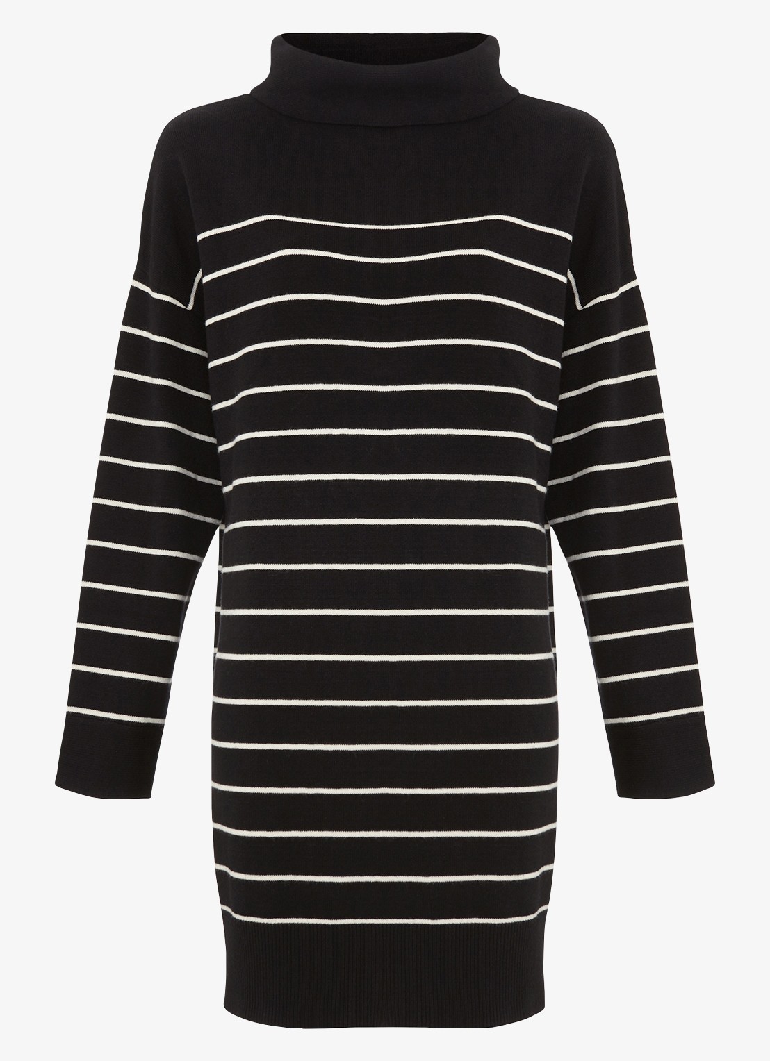 Phase Eight Skylar mini fijngebreide trui-jurk met streepprint - voorkant zwart