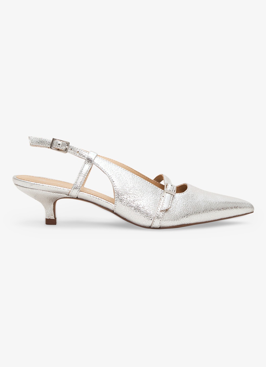 Phase Eight Slingback van geitenleer - voorkant zilver