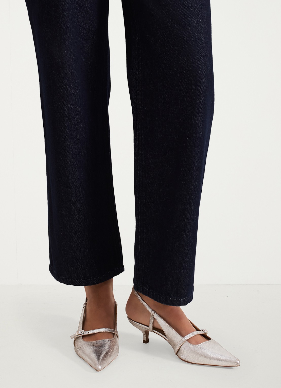 Phase Eight Slingback van geitenleer - voorkant 2 zilver