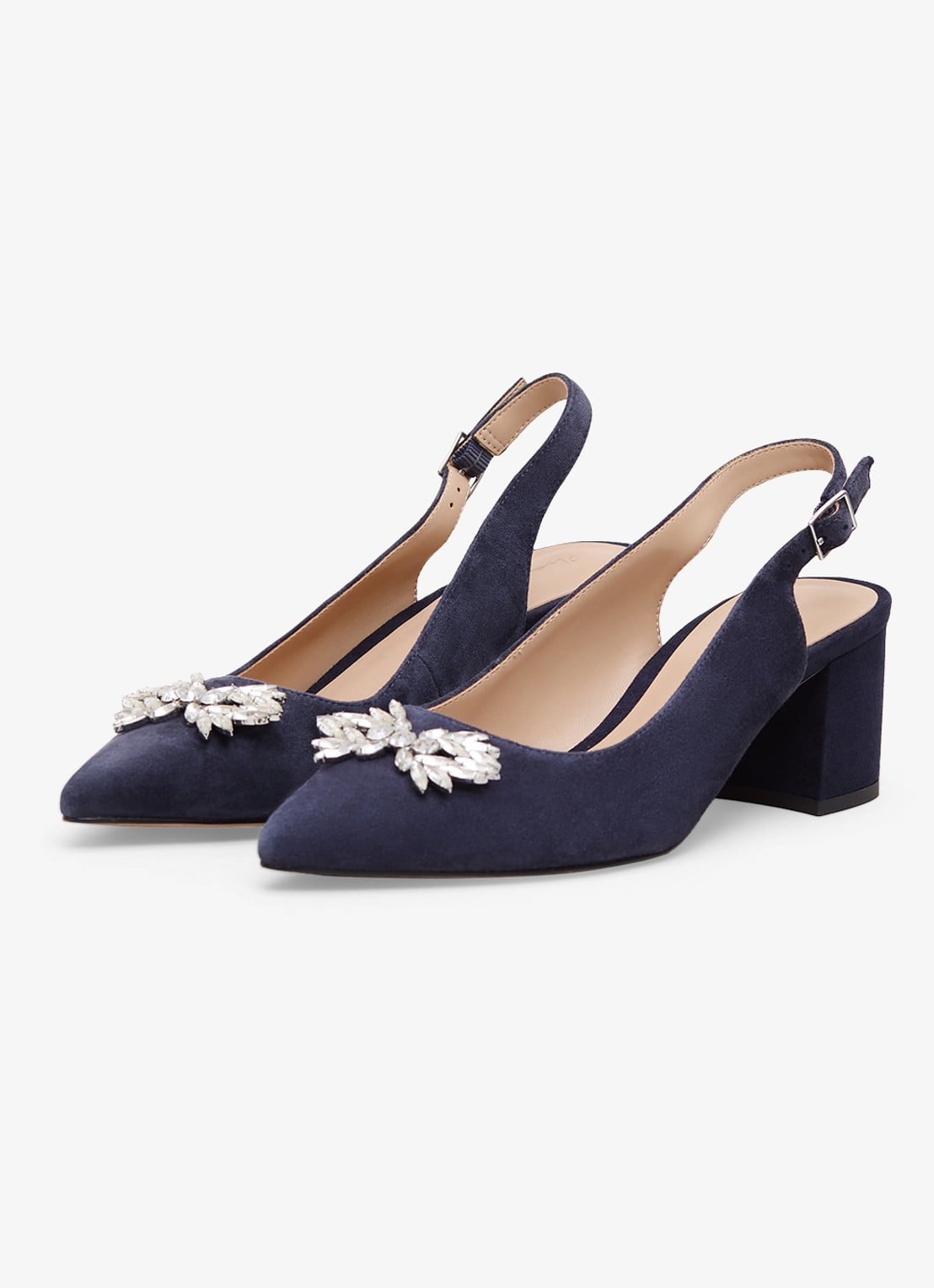 Phase Eight Slingback van geitensuède met strass  - detail 4 donkerblauw
