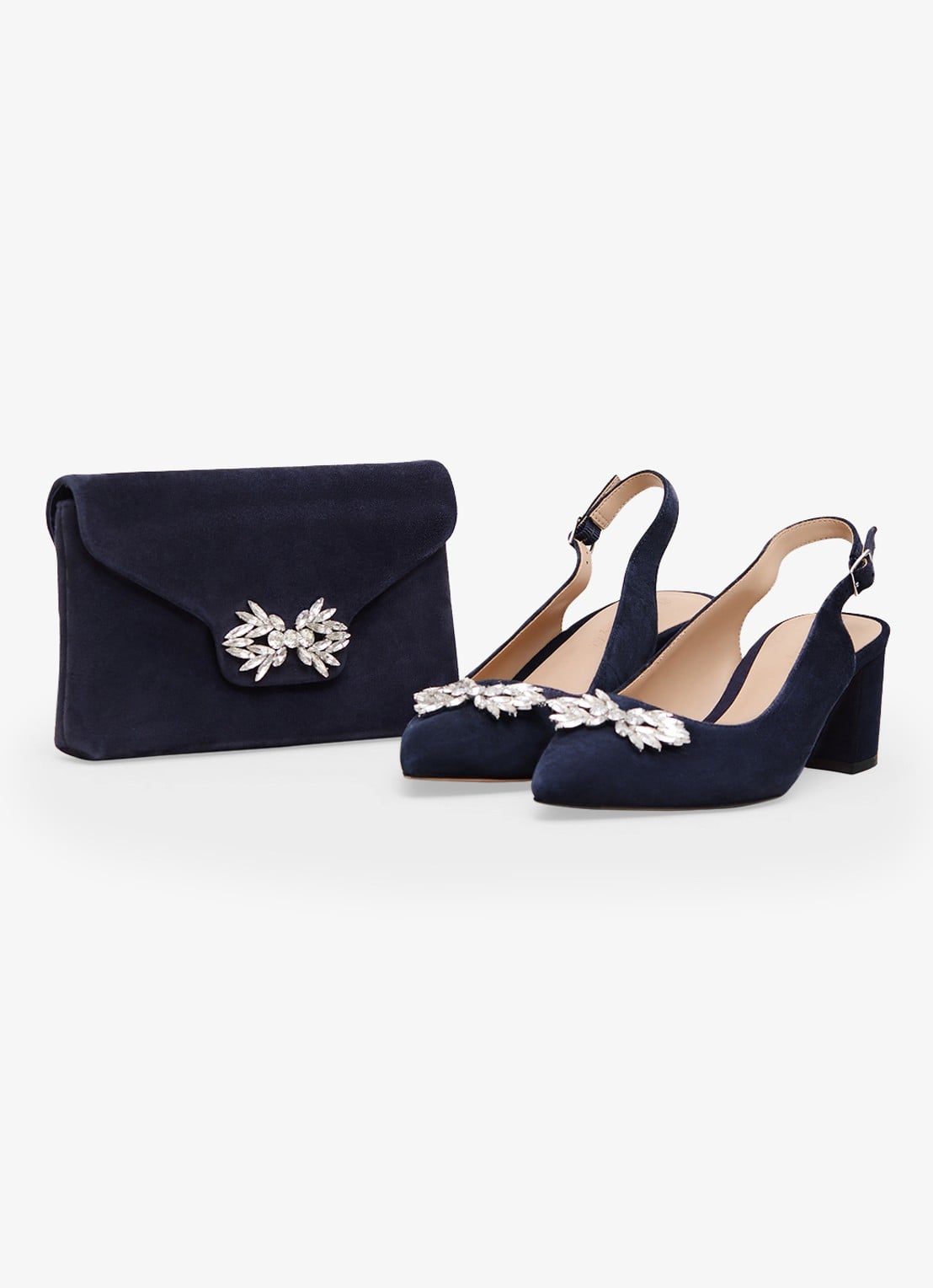 Phase Eight Slingback van geitensuède met strass  - detail 7 donkerblauw
