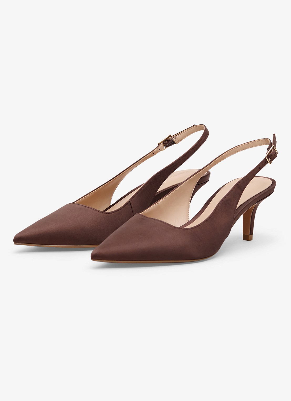 Phase Eight Slingback van satijn - voorkant 3 bruin