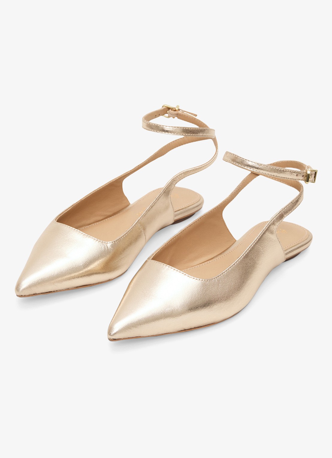 Phase Eight Slingback van schapenleer - detail 4 goud