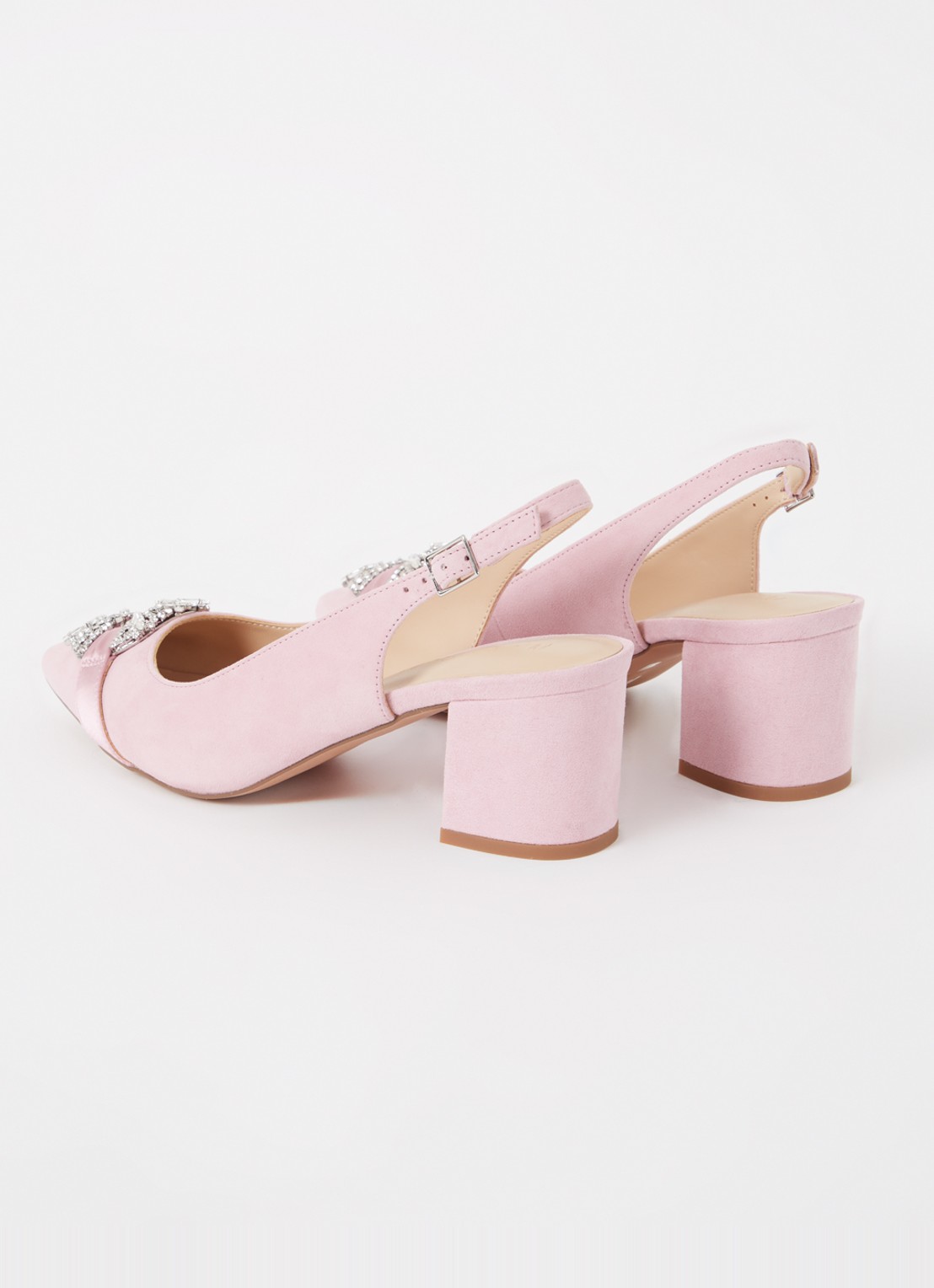 Phase Eight Slingback van suède met strass - achterkant lichtroze