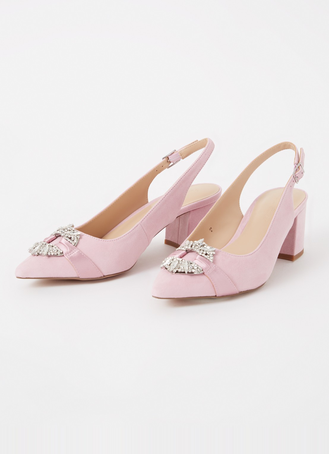 Phase Eight Slingback van suède met strass - detail 3 lichtroze