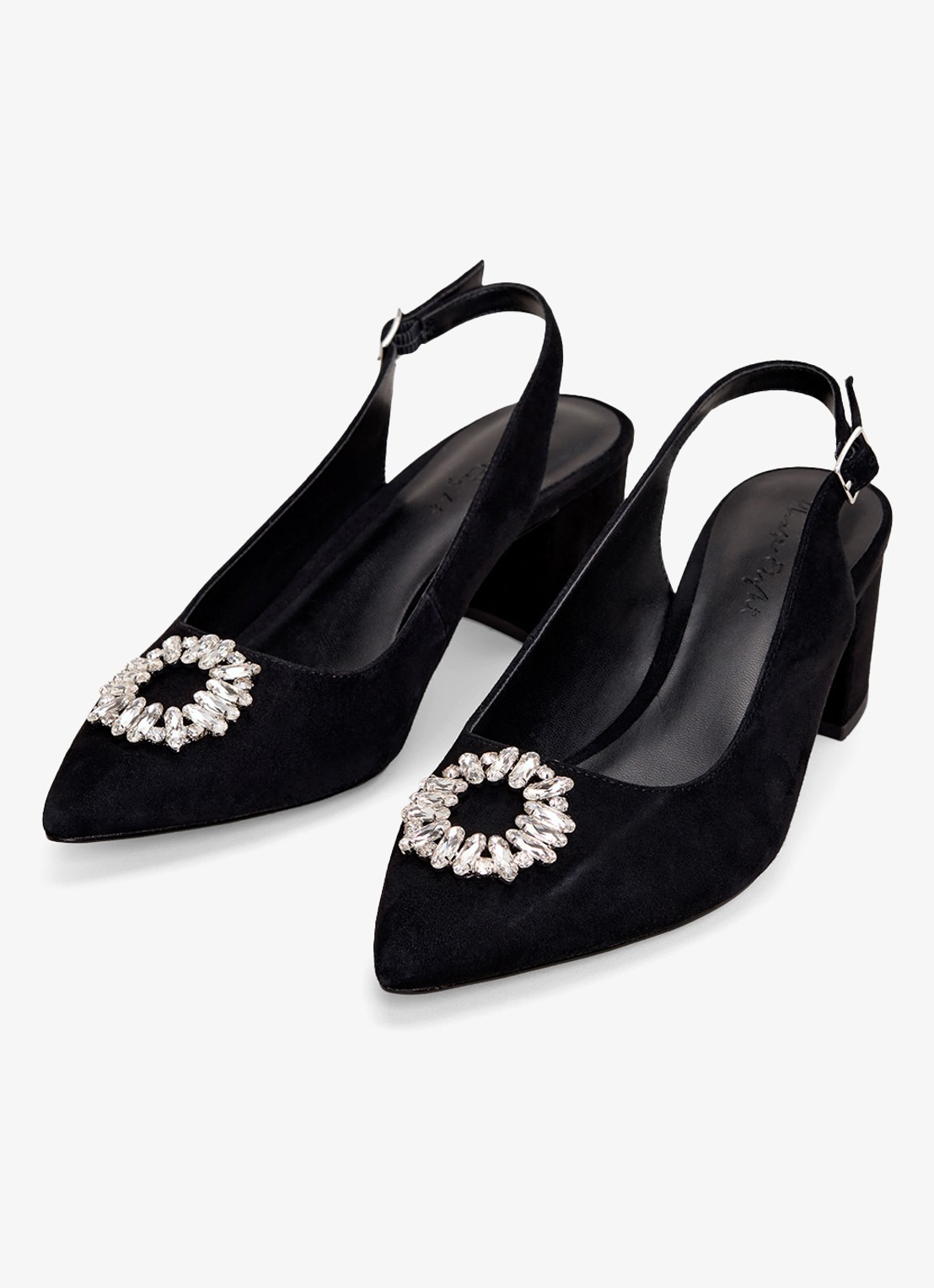 Phase Eight Slingback van suède met strass - detail 3 zwart