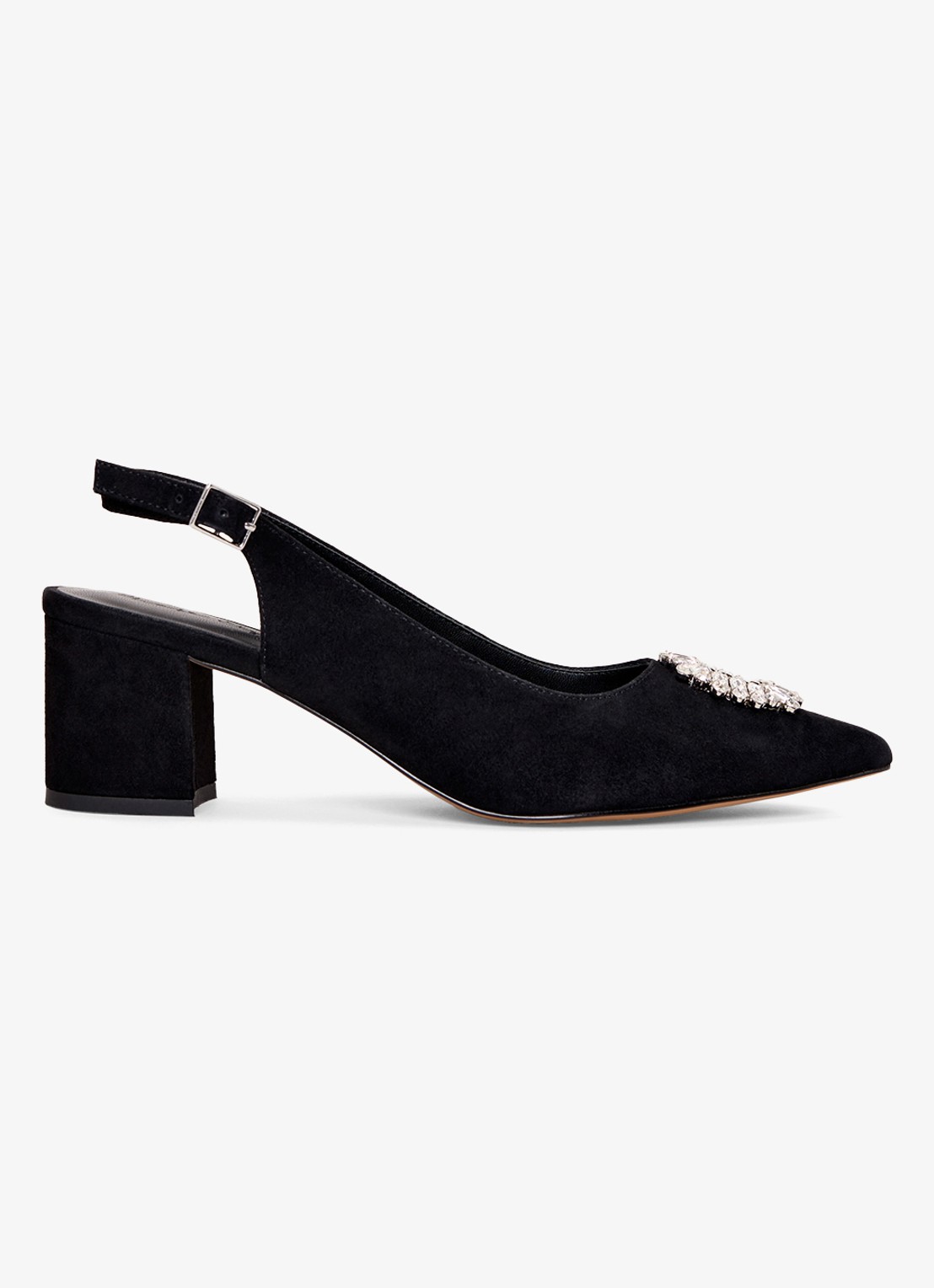 Phase Eight Slingback van suède met strass - voorkant zwart