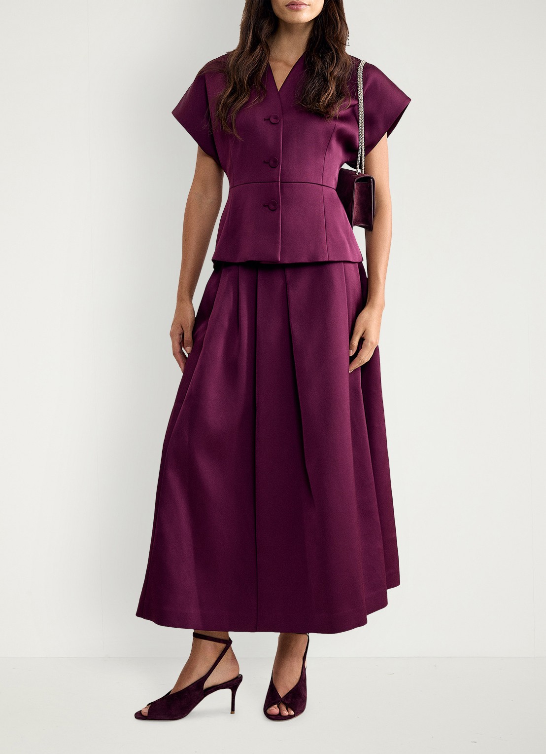 Phase Eight Slingback van suéde - voorkant 2 donkerrood