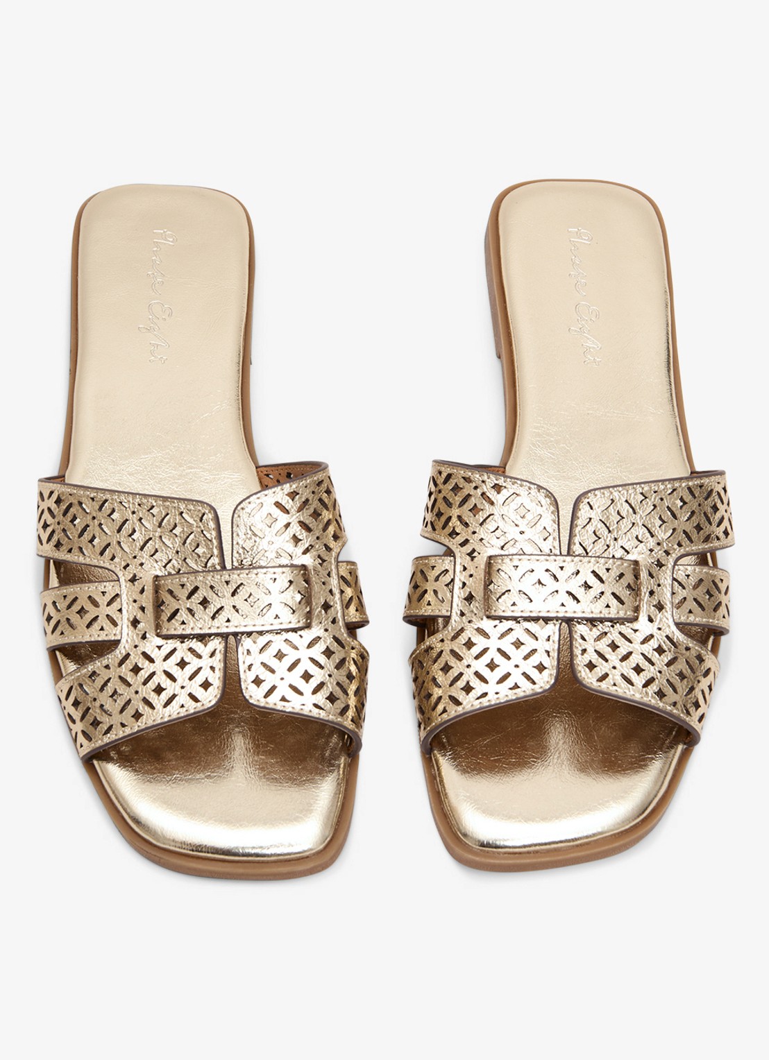 Phase Eight Slipper van leer met metallic finish - detail 4 goud