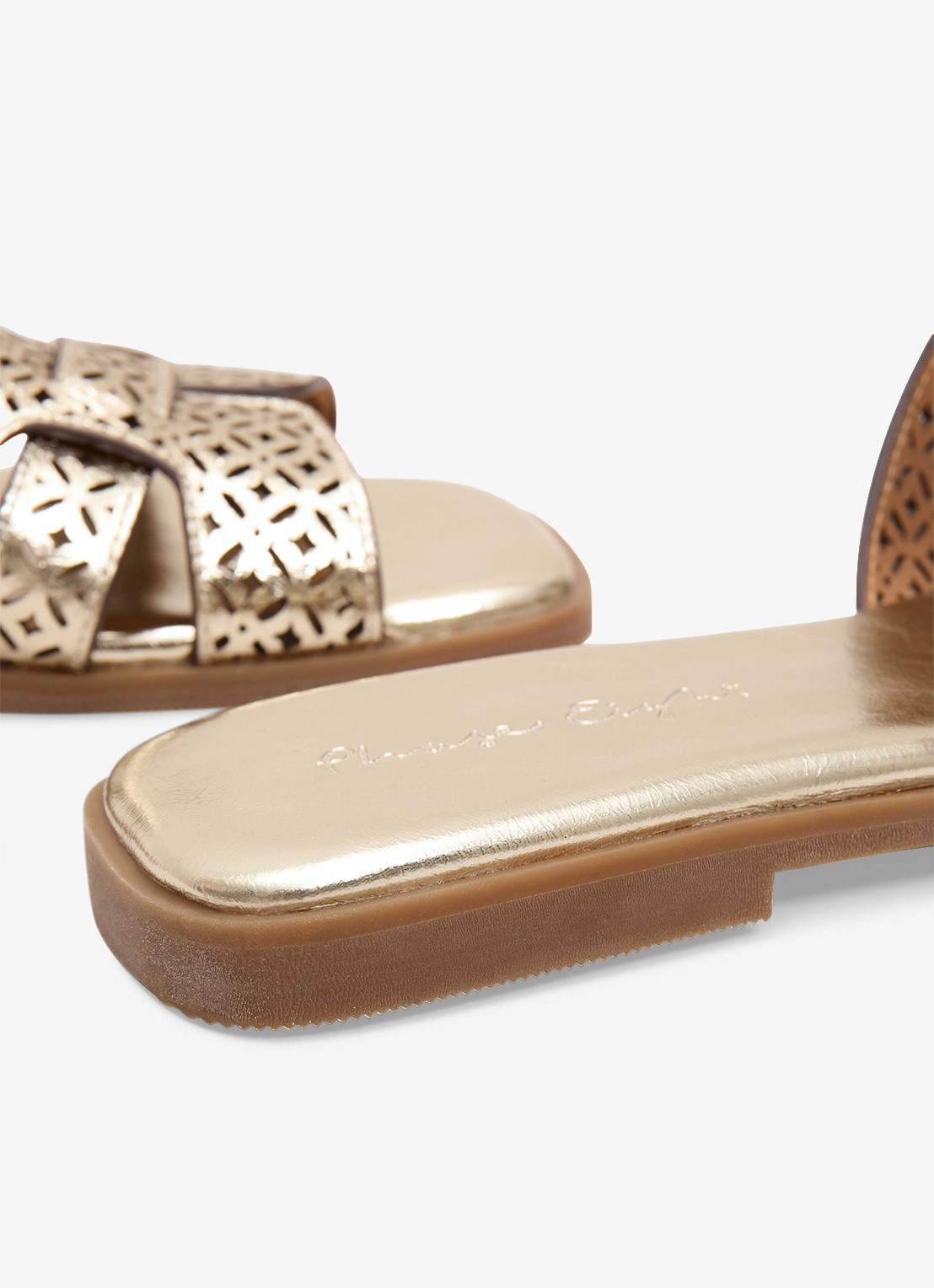 Phase Eight Slipper van leer met metallic finish - detail 5 goud