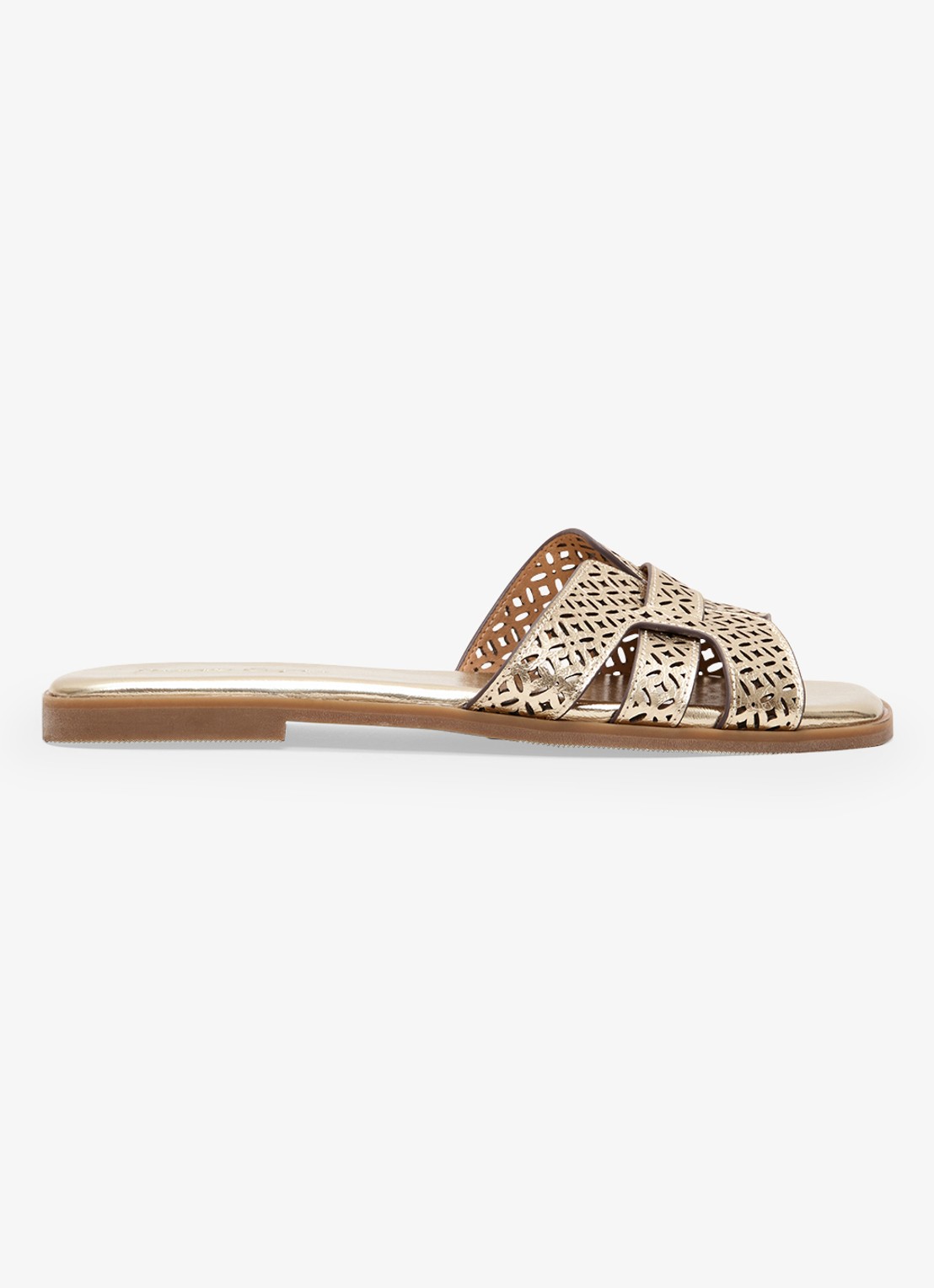 Phase Eight Slipper van leer met metallic finish - voorkant goud