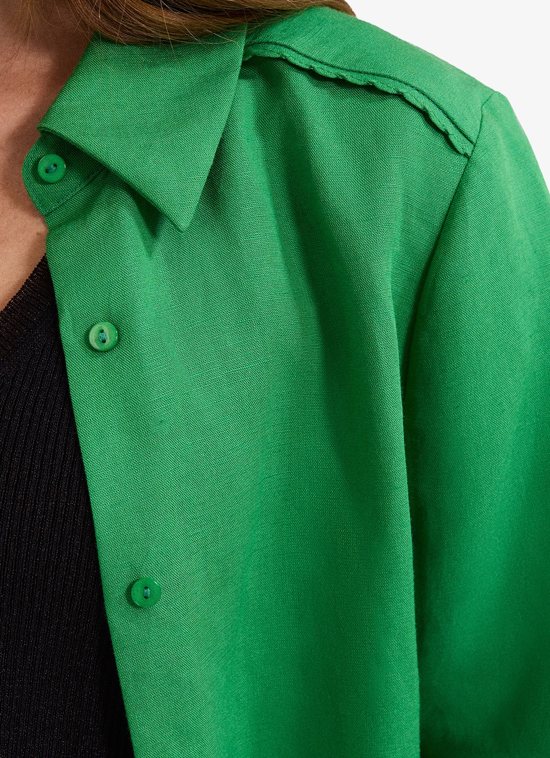 Phase Eight Sloane blouse in linnenblend - detail 5 groen