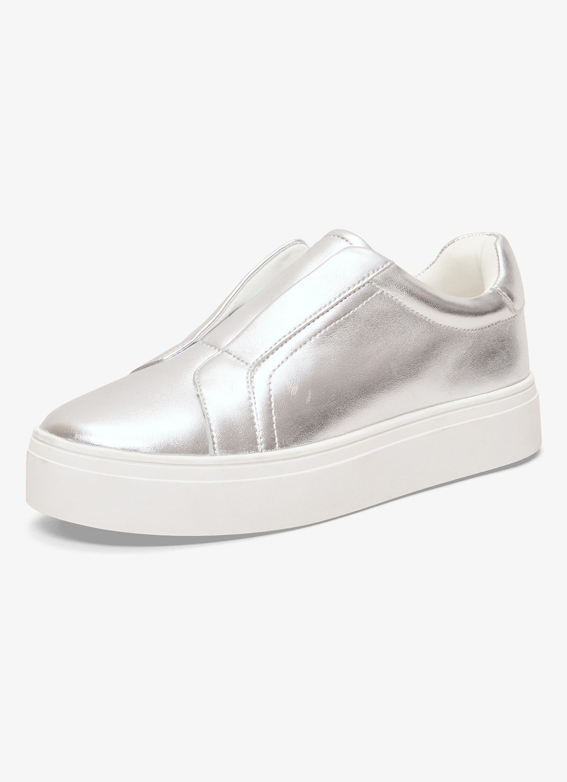 Phase Eight Sneaker van leer met metallic finish - detail 5 zilver
