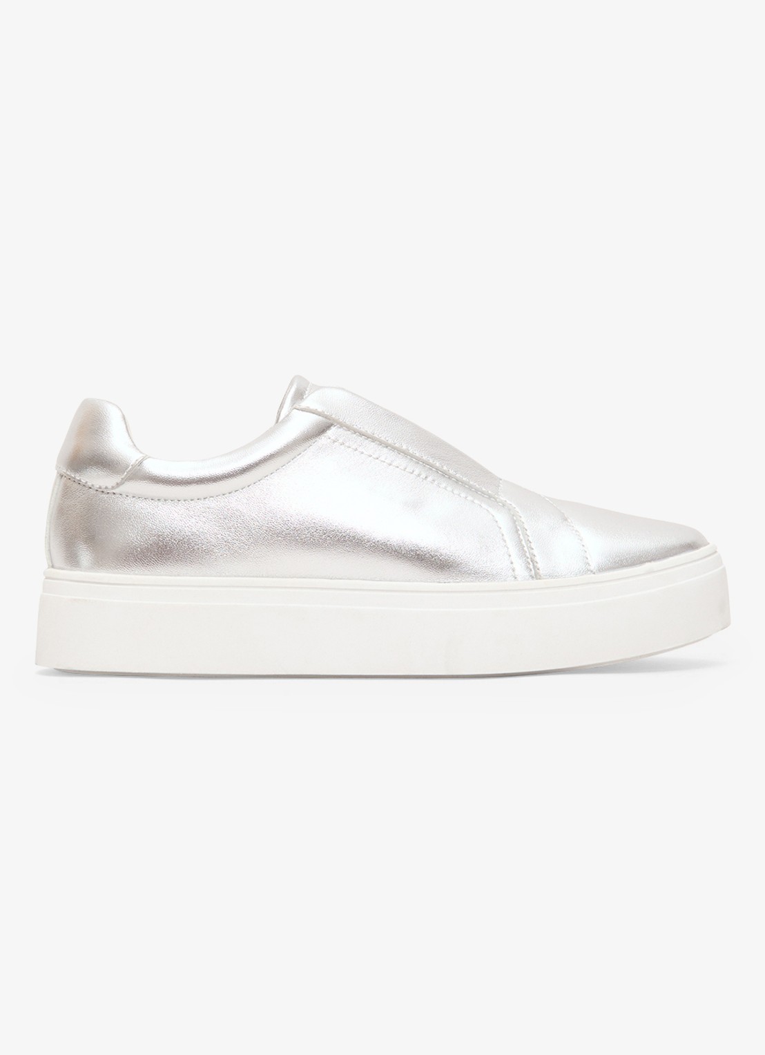 Phase Eight Sneaker van leer met metallic finish - voorkant 2 zilver