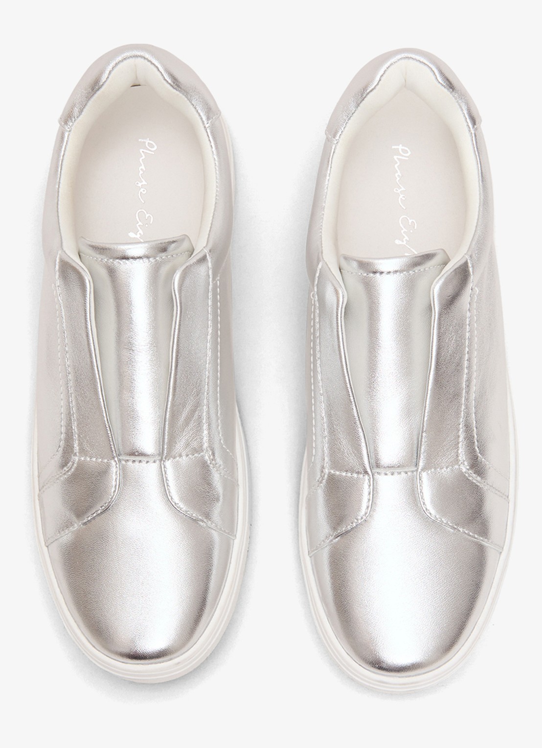 Phase Eight Sneaker van leer met metallic finish - voorkant 3 zilver
