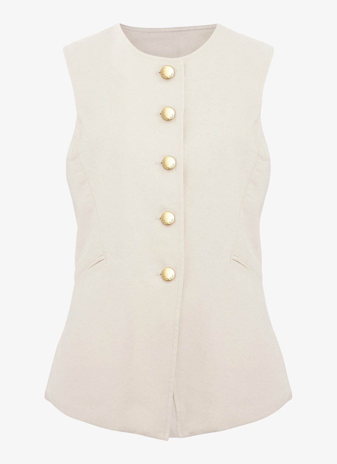 Phase Eight Sophia gilet met paspelzakken - voorkant 5 ivoor