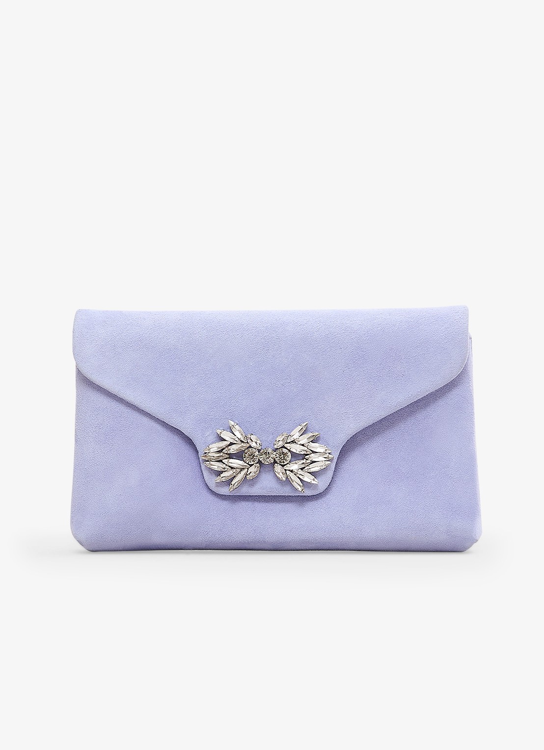 Phase Eight Sparkle clutch van geitensuède met afneembare schouderriem - voorkant 7 lichtblauw