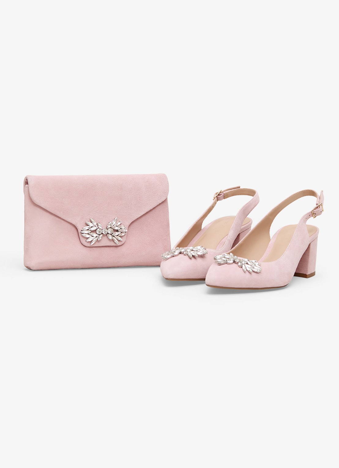 Phase Eight Sparkle clutch van suède met strass - detail 5 oudroze