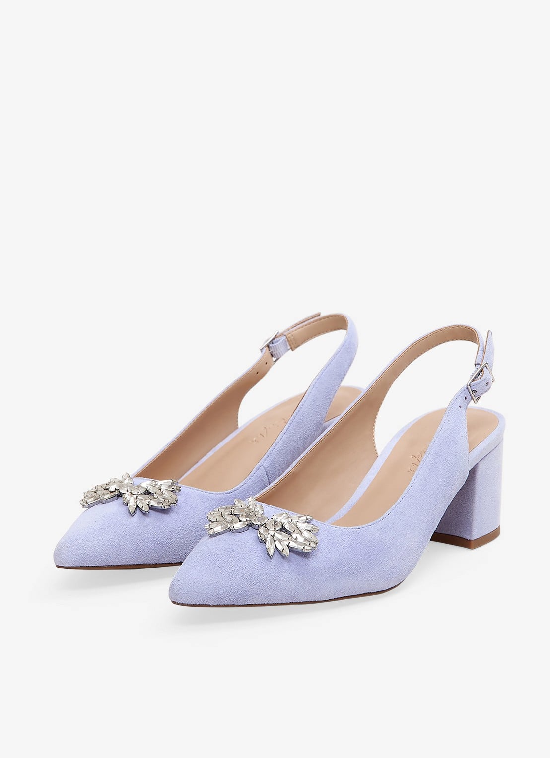 Phase Eight Sparkle pump van suède met applicatie - detail 5 lichtblauw