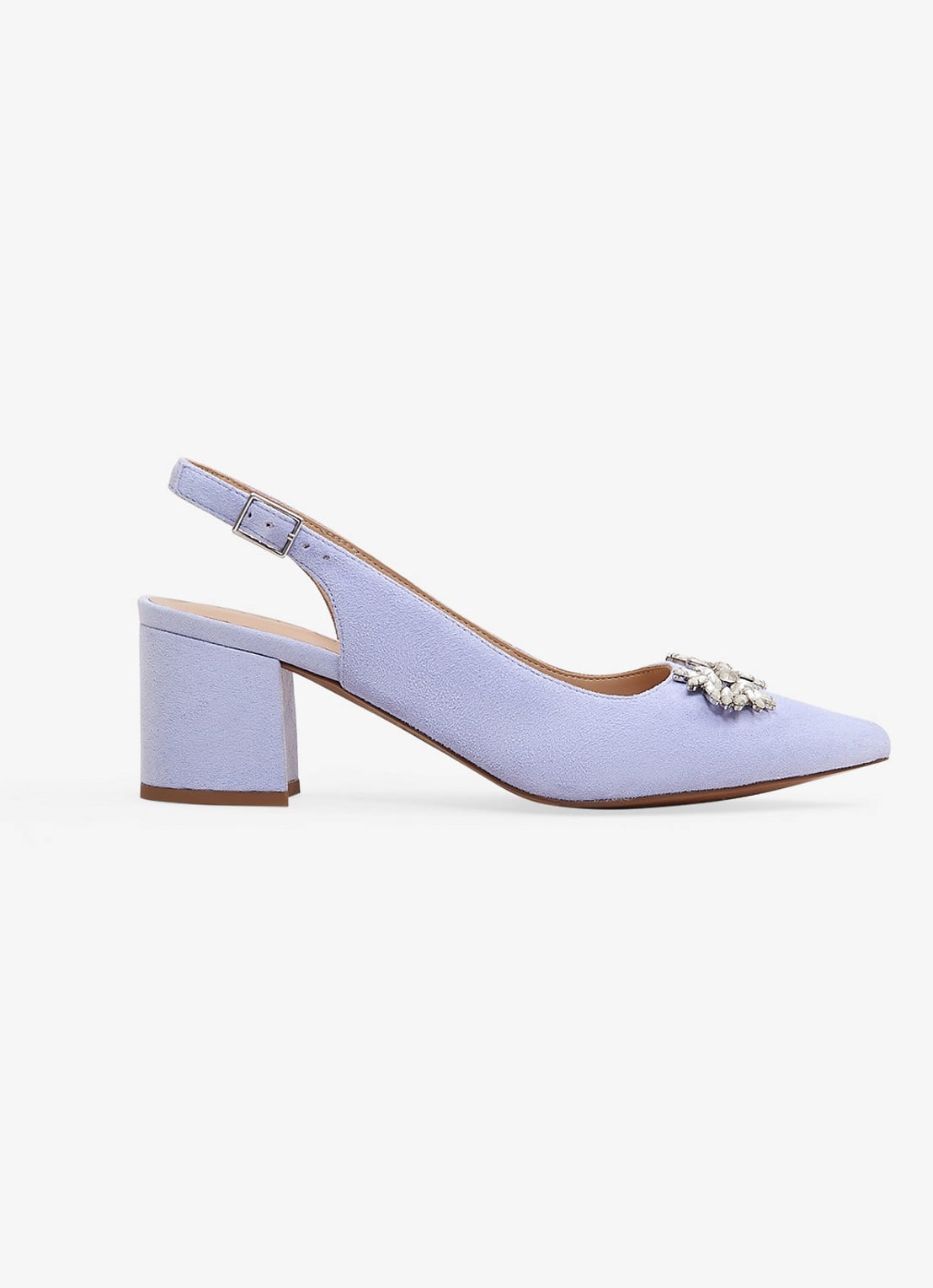 Phase Eight Sparkle pump van suède met applicatie - voorkant 7 lichtblauw