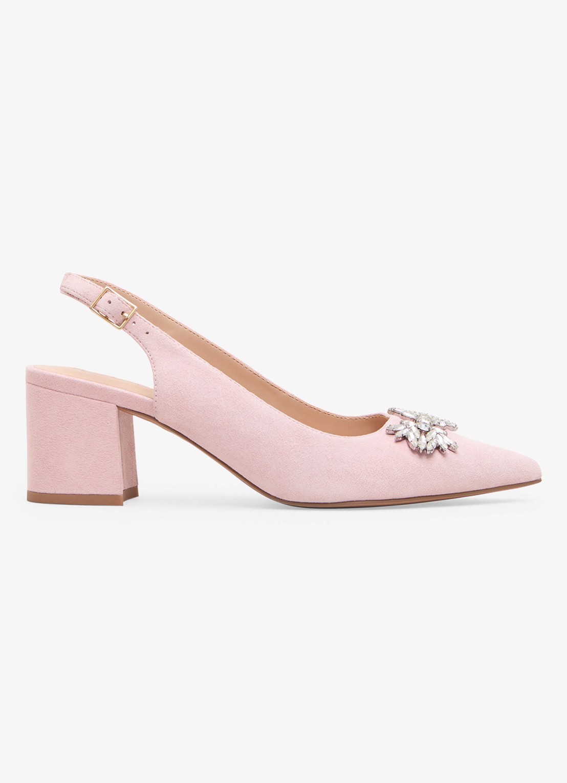 Phase Eight Sparkle slingback van geitensuède - voorkant oudroze