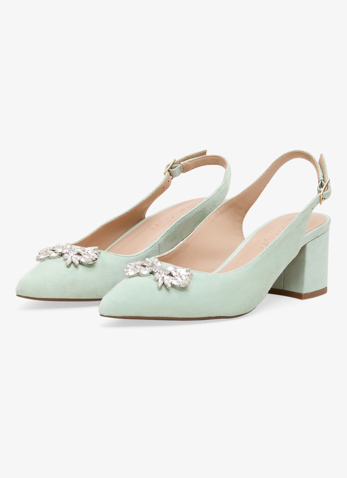Phase Eight Sparkle slingback van geitensuède - detail 4 lindegroen
