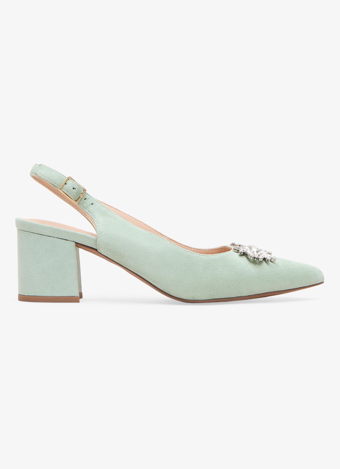 Phase Eight Sparkle slingback van geitensuède - voorkant 2 lindegroen