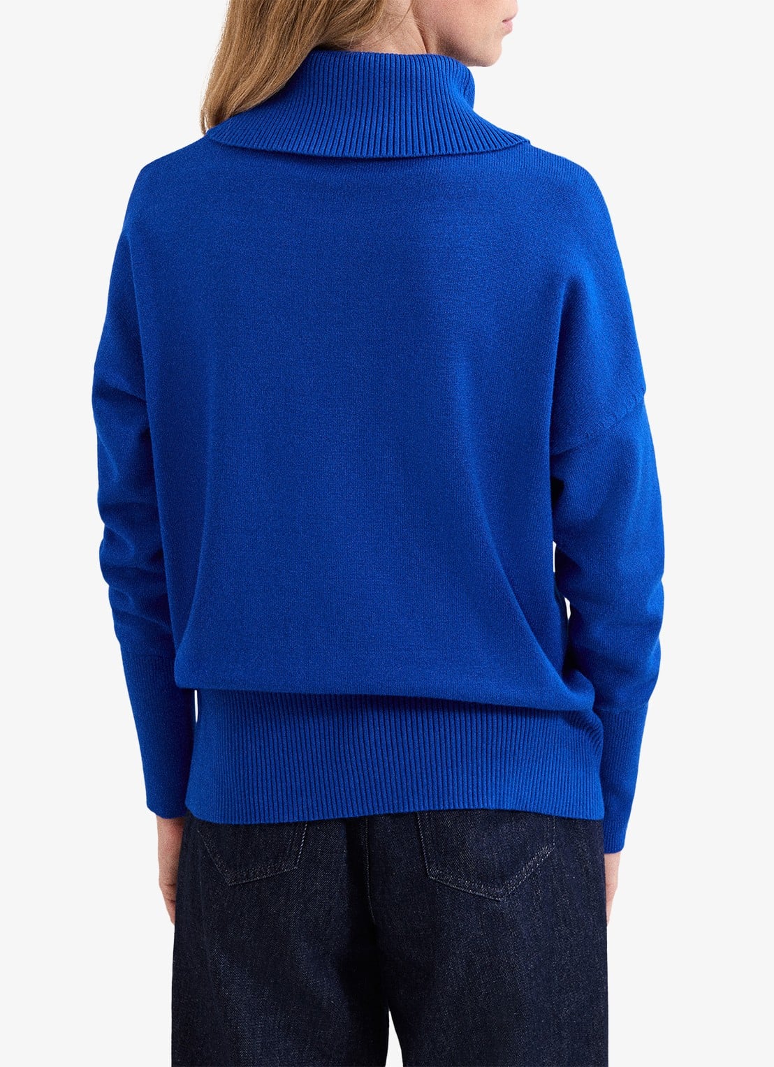 Phase Eight Steph fijngebreide trui met ritsdetail - achterkant 8 donkerblauw