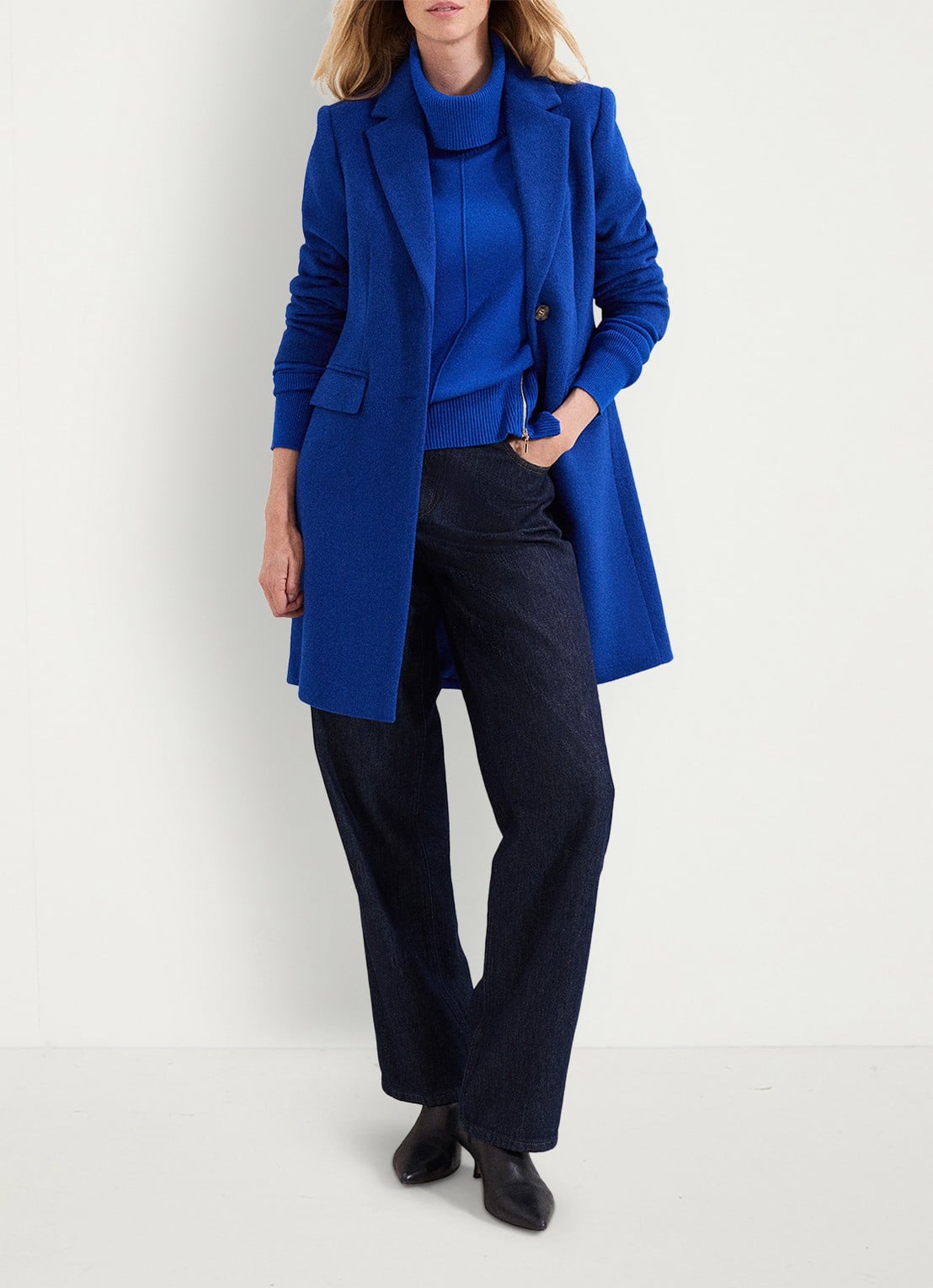 Phase Eight Steph fijngebreide trui met ritsdetail - detail 7 donkerblauw