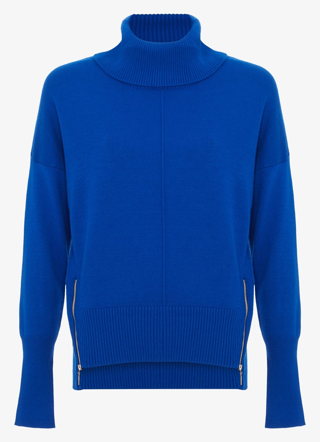 Phase Eight Steph fijngebreide trui met ritsdetail - voorkant donkerblauw